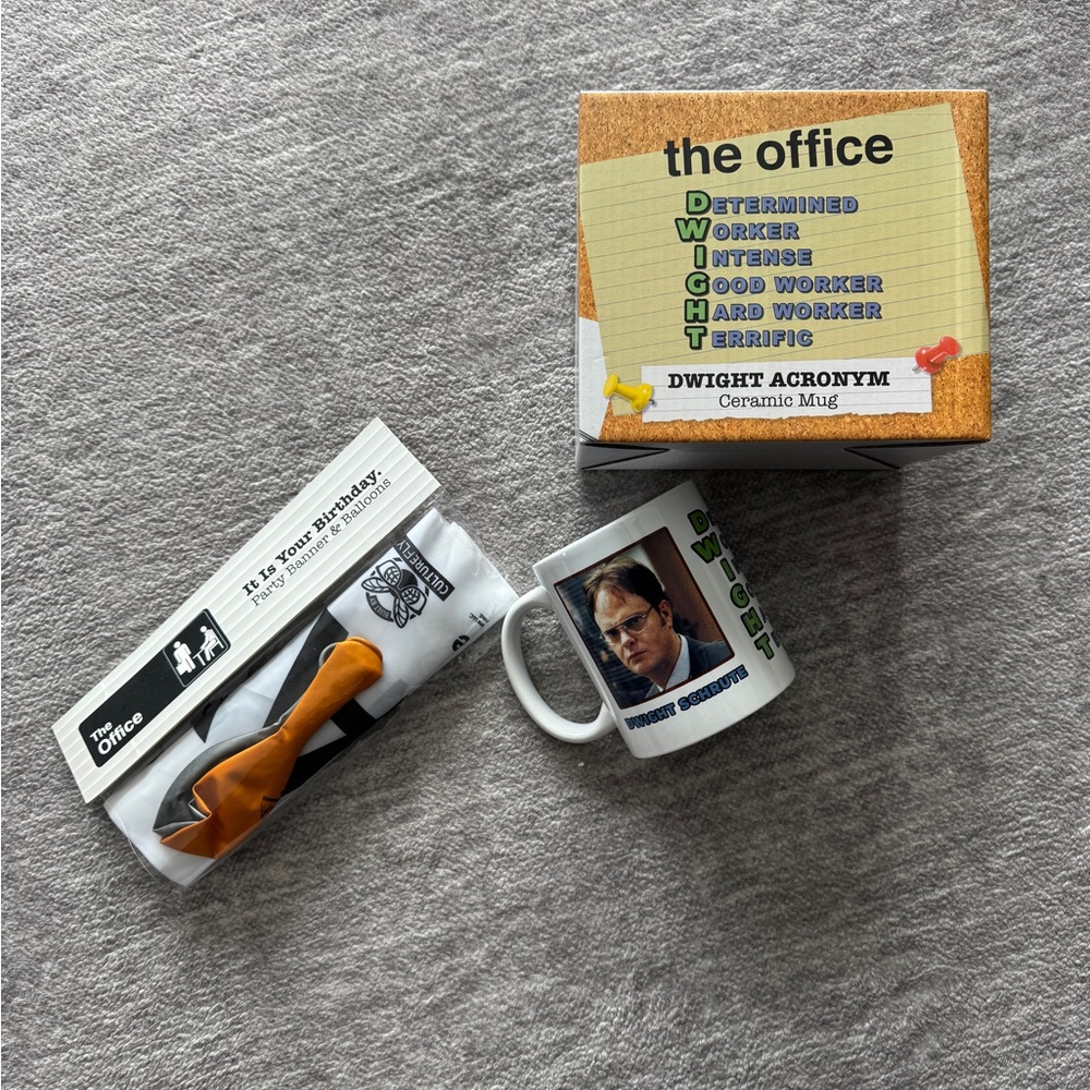 The Office Gear - Dwight Schrute Ceramic Mug and “It is your birthday” sign